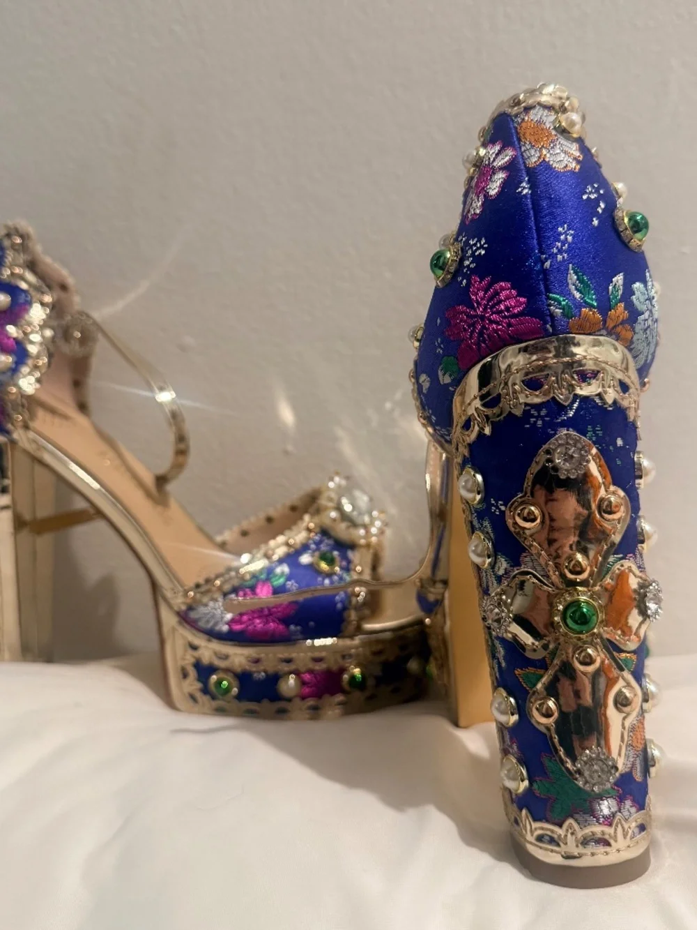 AZALEA WANG CICI JEWELED PLATFORM HEELS